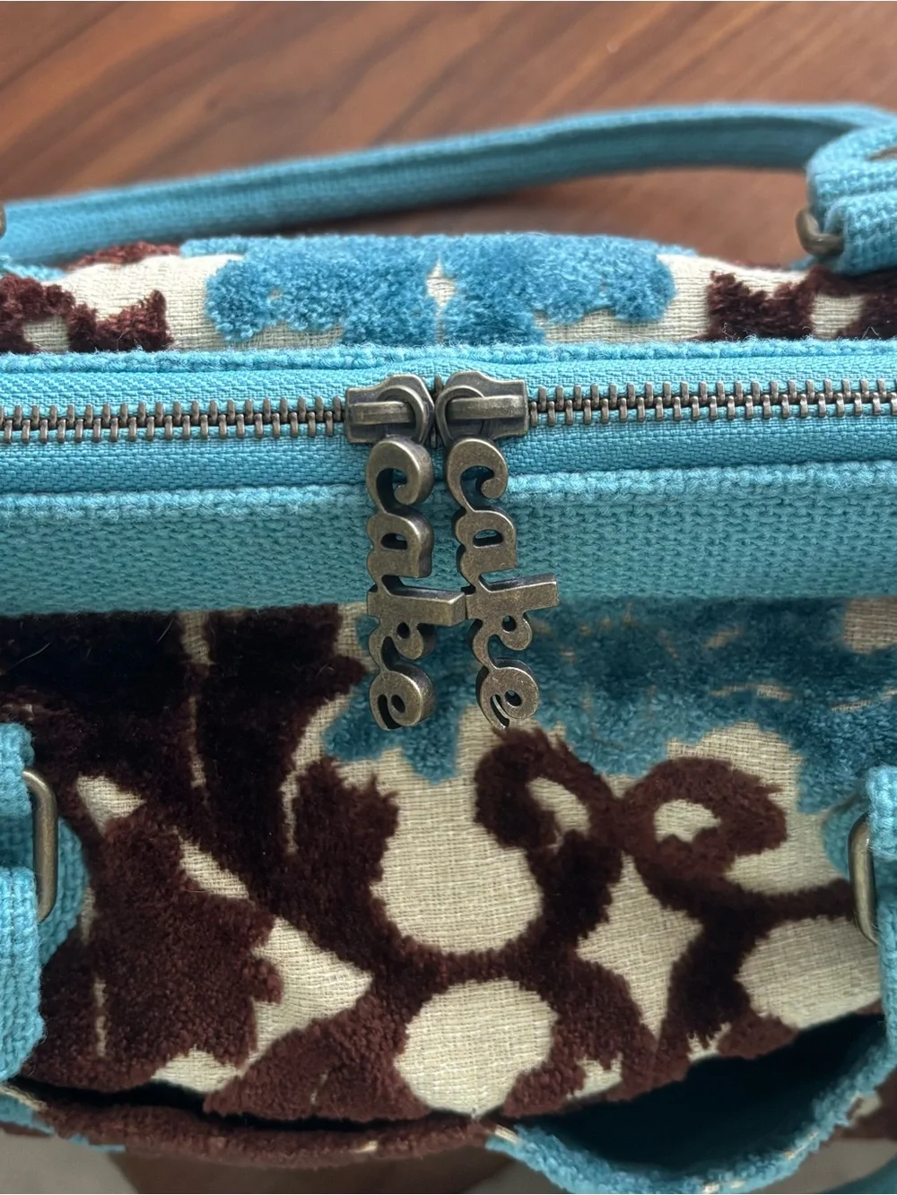 CAKE Diaper Bag- Teal, Brown & Cream